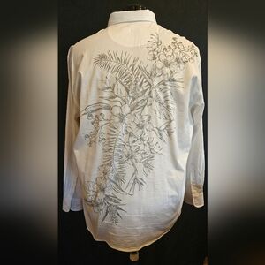 Tommy Bahama XL Linen Floral Embroidered Back Shirt